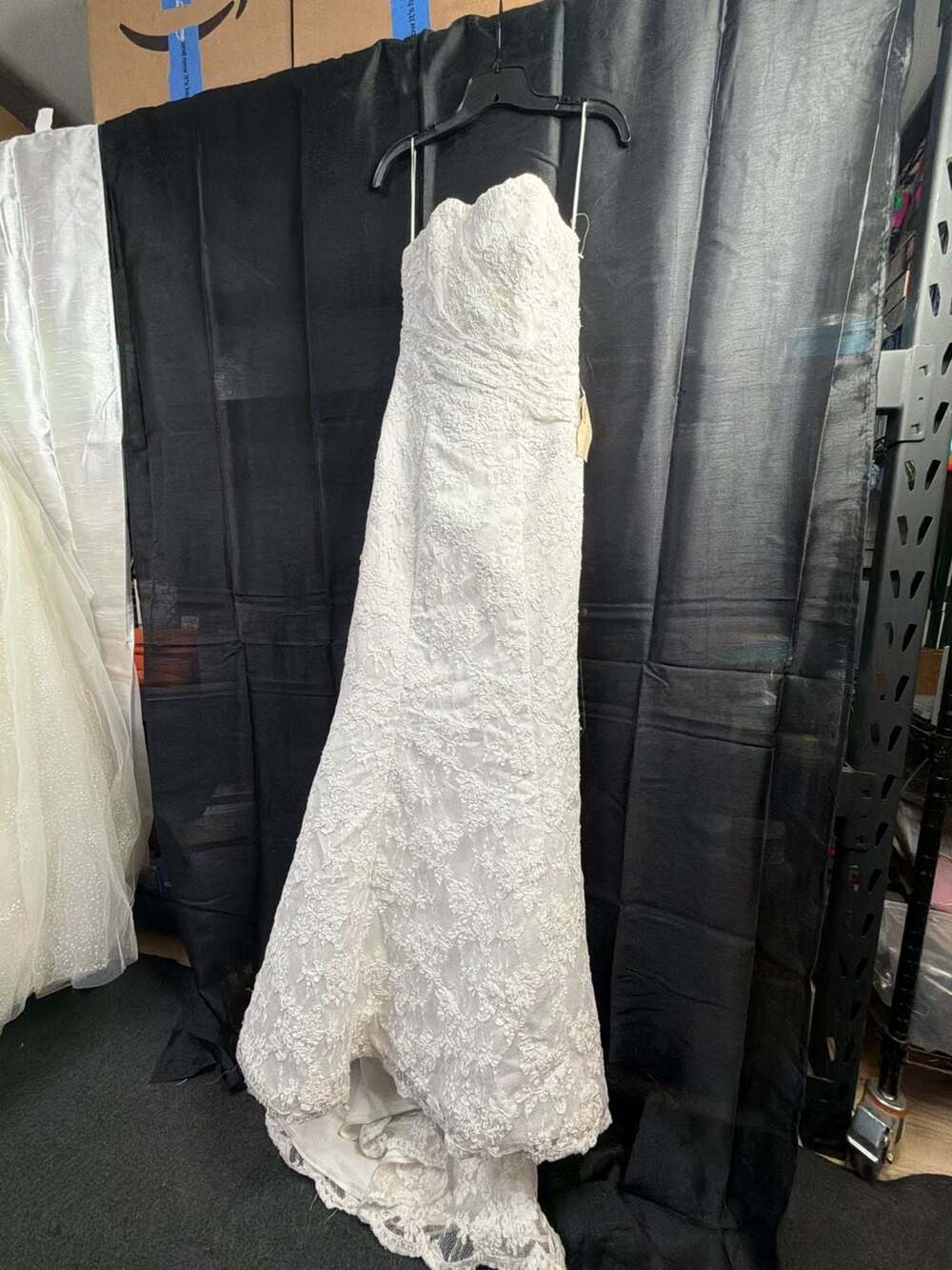 Demetrios White Lace Strapless Wedding Dress Style B119 Size 10